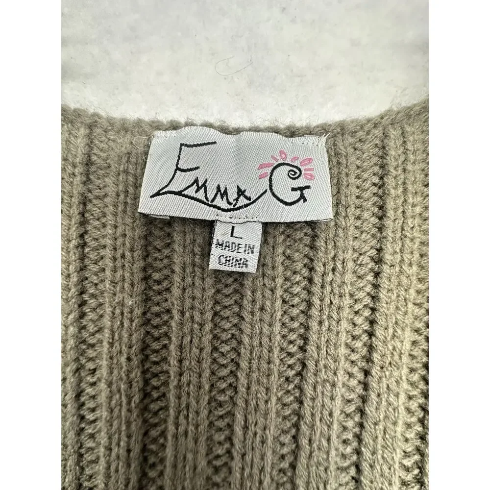 Emma G Womens Large Vest Faux Fur Sweater Wool Cardigan - Picture 2 of 7